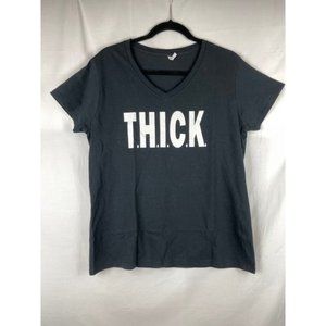 Gildan Womens T shirt Size L Black Graphic funny v neck short sleeve